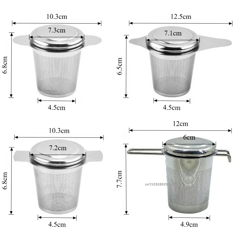 1Pc Stainless Steel Tea Filter Loose Tea Drainer with Lid Handle Anti-Scald Multi-Purpose Tea Strainer Fine Mesh Coffee Filter