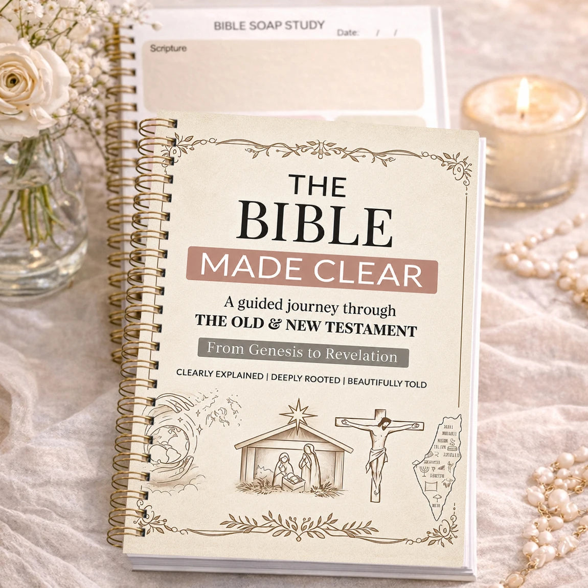1Pc 8-Week Bible Study Planner, 8.15×5.67In Twin-Wire Devotional Journal, Scripture Reading & Reflection Notebook