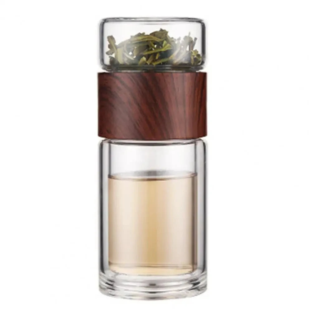 High Quality Double Glass Water Bottle with Case Tea Drink Bottle Infuser Tumbler Eco-Friendly Drinkware