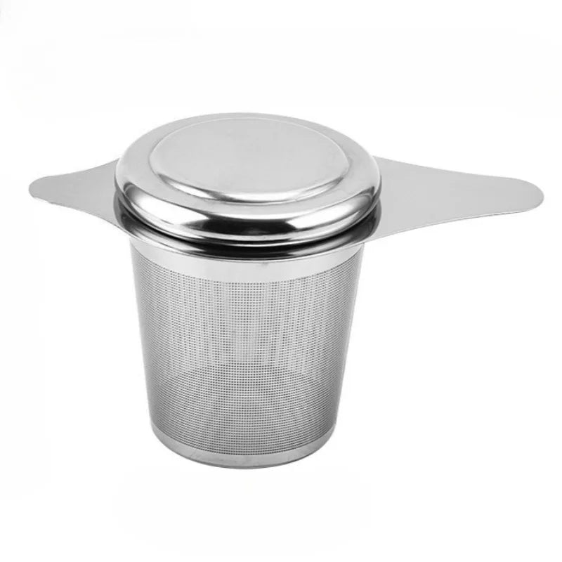 1Pc Stainless Steel Tea Filter Loose Tea Drainer with Lid Handle Anti-Scald Multi-Purpose Tea Strainer Fine Mesh Coffee Filter
