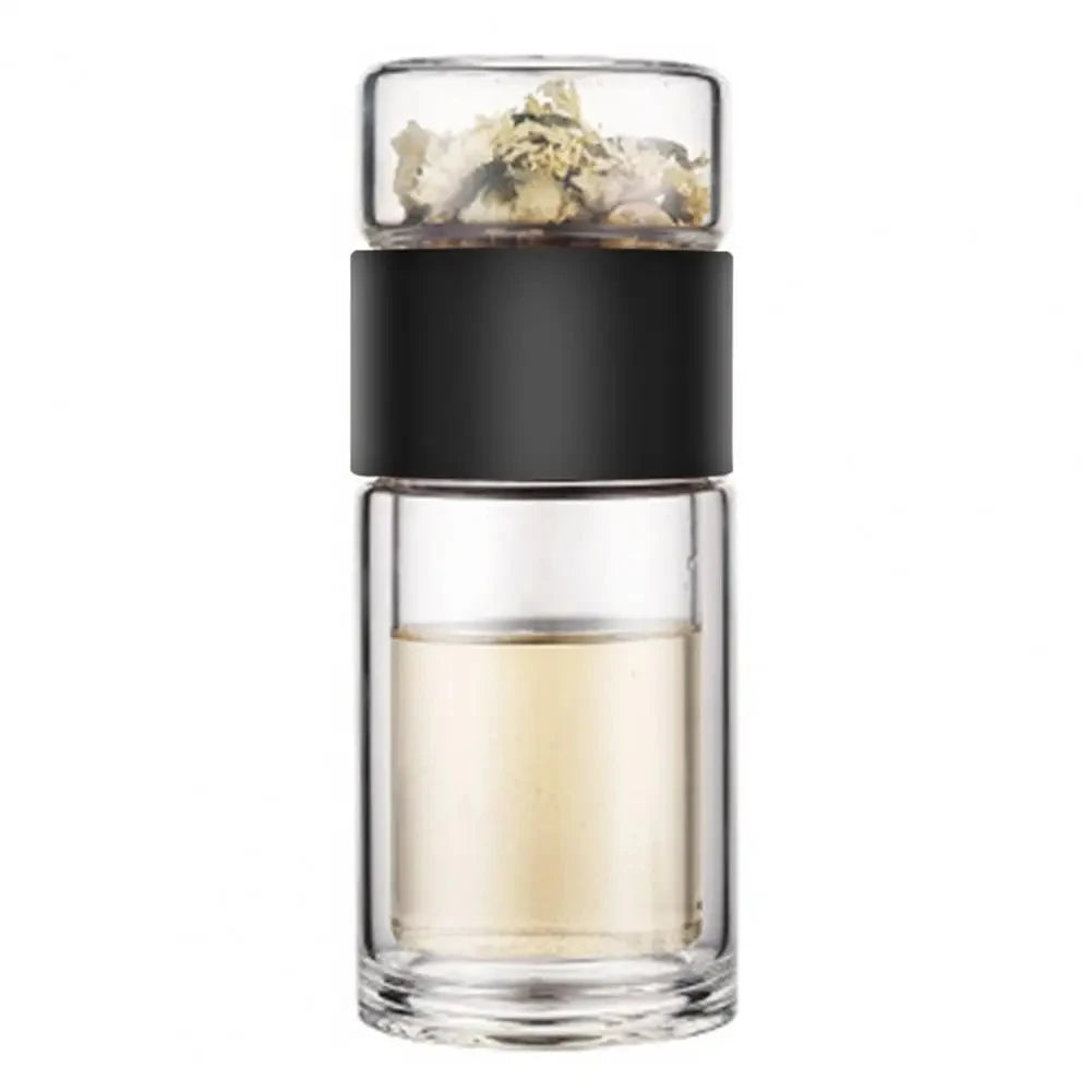 High Quality Double Glass Water Bottle with Case Tea Drink Bottle Infuser Tumbler Eco-Friendly Drinkware