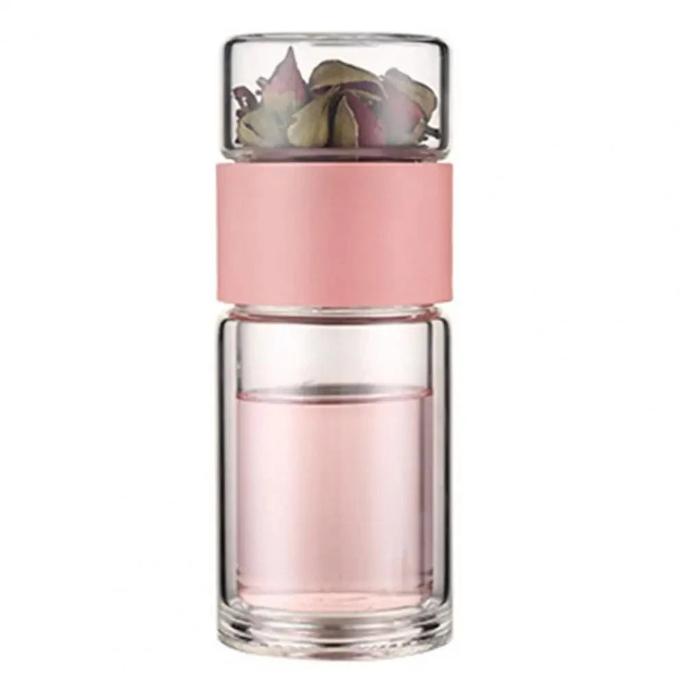 High Quality Double Glass Water Bottle with Case Tea Drink Bottle Infuser Tumbler Eco-Friendly Drinkware