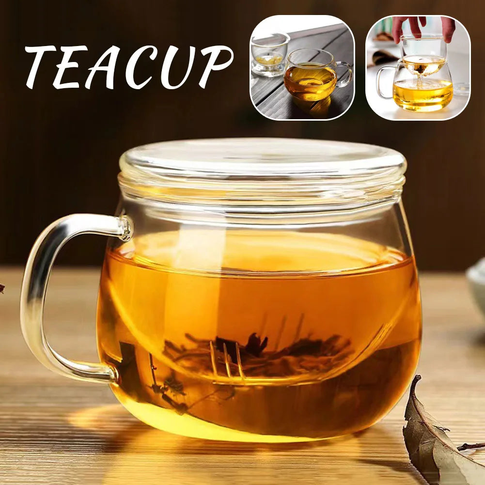 Thickened Glass Mug with Cover Couple Cups 350Ml Glass Cup Heat-Resisting Wine Tea Mugs Milk Espresso Coffee Cup Drinkware